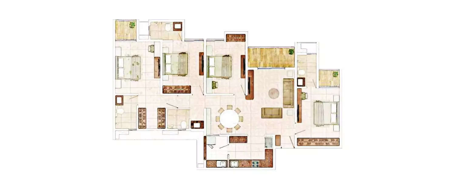 Floor plan for 4 BHK