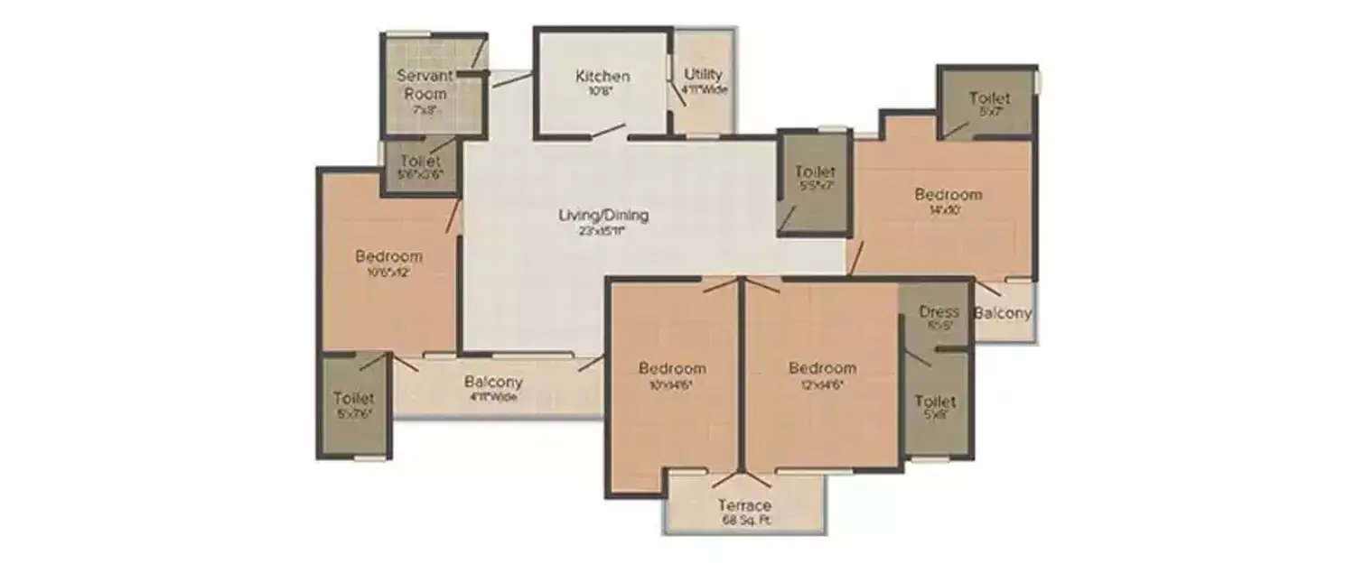 Floor plan for 4 BHK