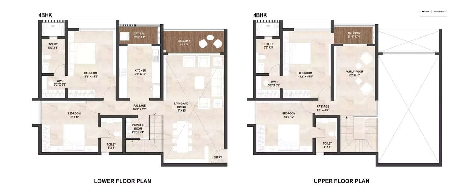 Floor plan for 4 BHK