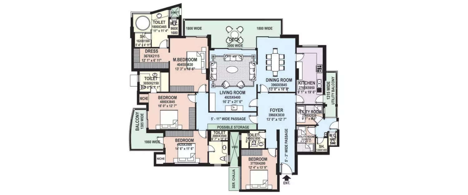 Floor plan for 4 BHK