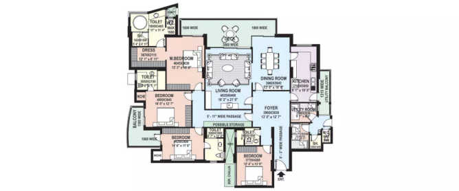 DLF The Belaire Sector 54 Gurgaon - Floor plan 4 BHK 4098 Sq.ft