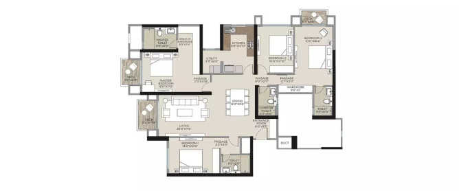Hiranandani Gardens Powai - Floor plan 4 BHK 1679 Sq.ft