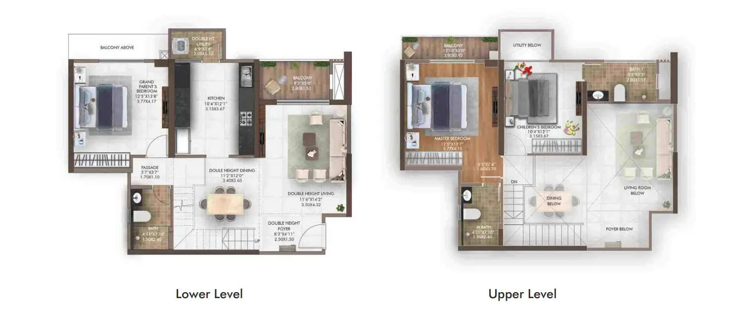 Floor plan for 3 BHK