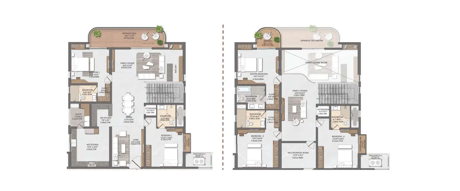 Floor plan for 4 BHK
