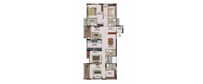 Casagrand Athens Mogappair - Floor plan 4 BHK 2222 Sq.ft