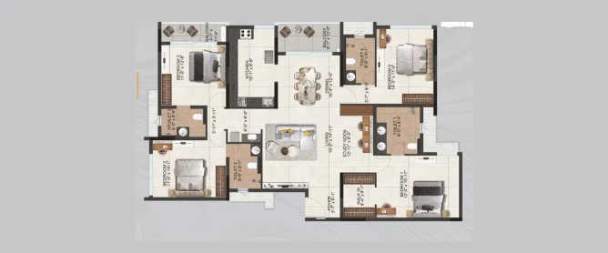 Radiance Eternity Oggiyamduraipakkam - Floor plan 4 BHK 2711 Sq.ft