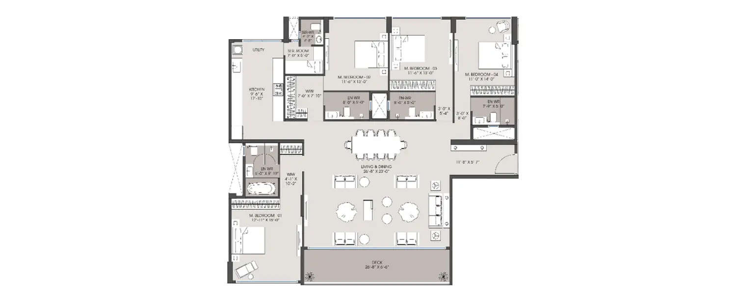 Floor plan for 4 BHK