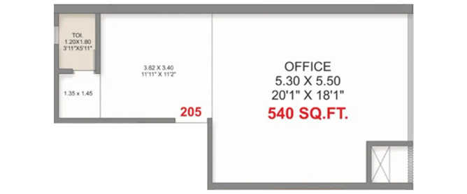 Adityaraj Platinum Chembur - Floor plan Commercial Office 540 Sq.ft