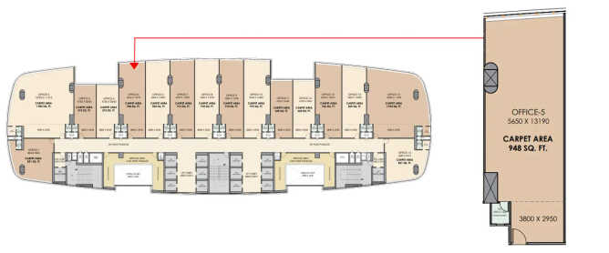 Delta Stellar Nerul - Floor plan Commercial Office 948 Sq.ft