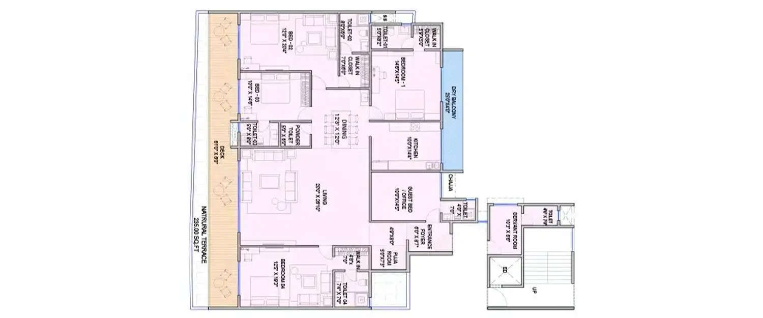 Floor plan for 5 BHK