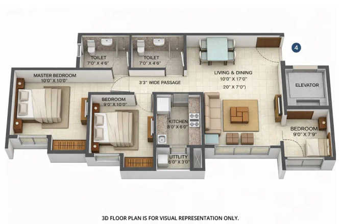 Lodha Palava Dombivali - Floor plan 2.5 BHK 871 Sq.ft