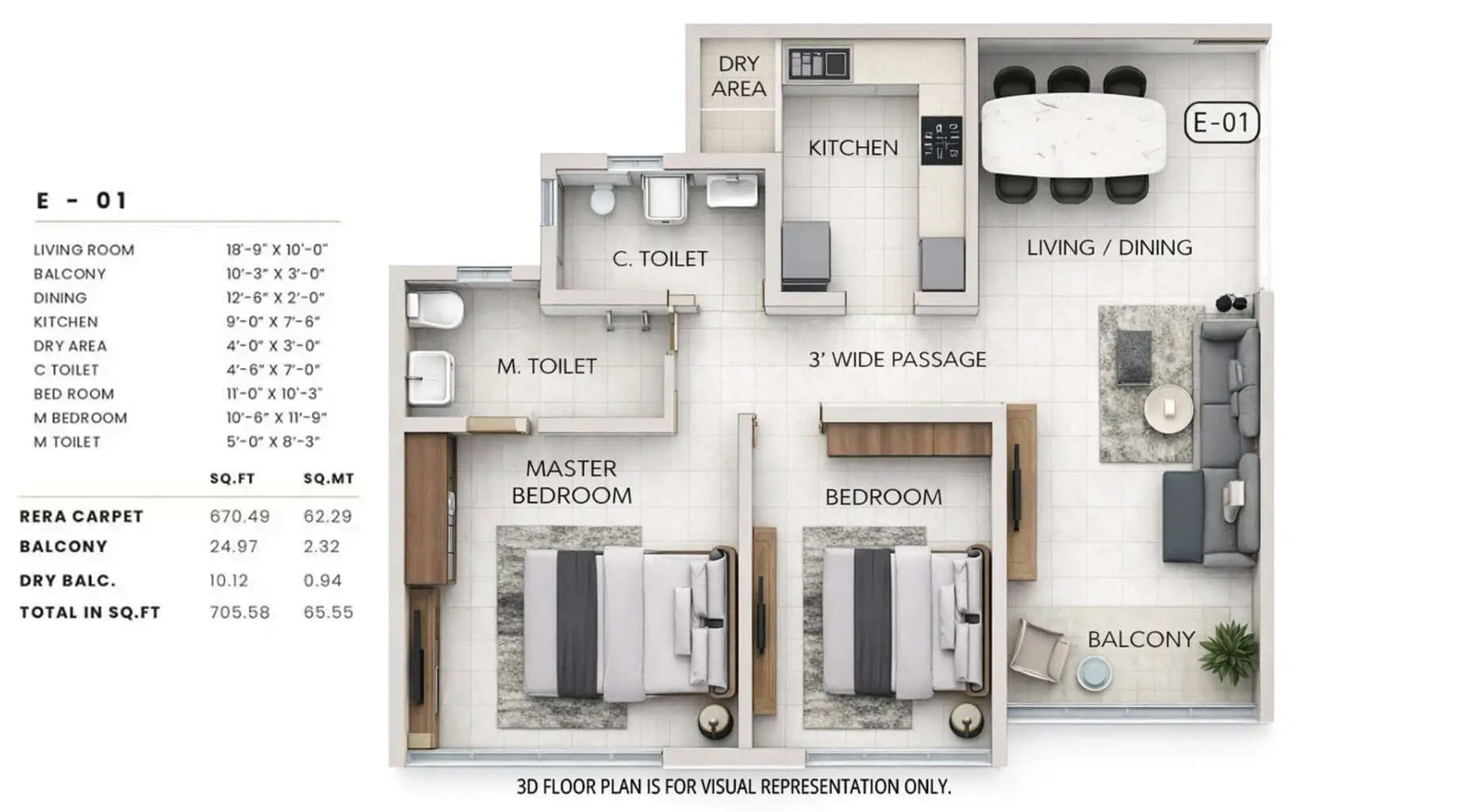 Floor plan for 2 BHK