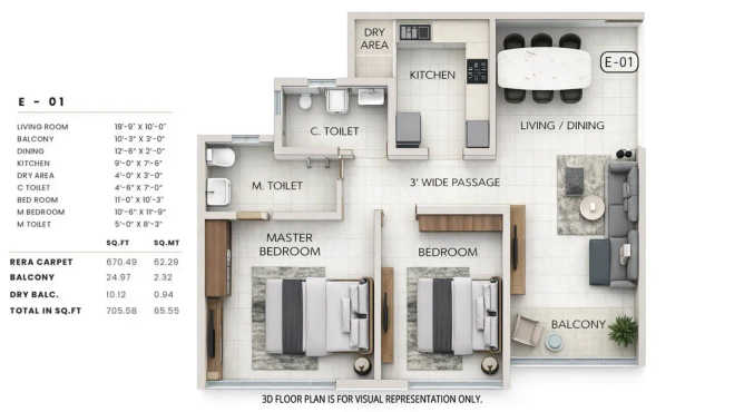 Sheth Promont Sion - Floor plan 2 BHK 706 Sq.ft