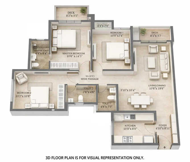 Mahindra Vista Kandivali - Floor plan 3 BHK 1061 Sq.ft