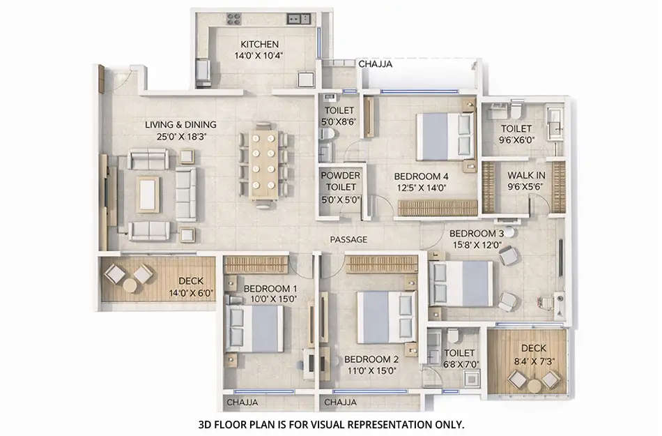 Floor plan for 4 BHK