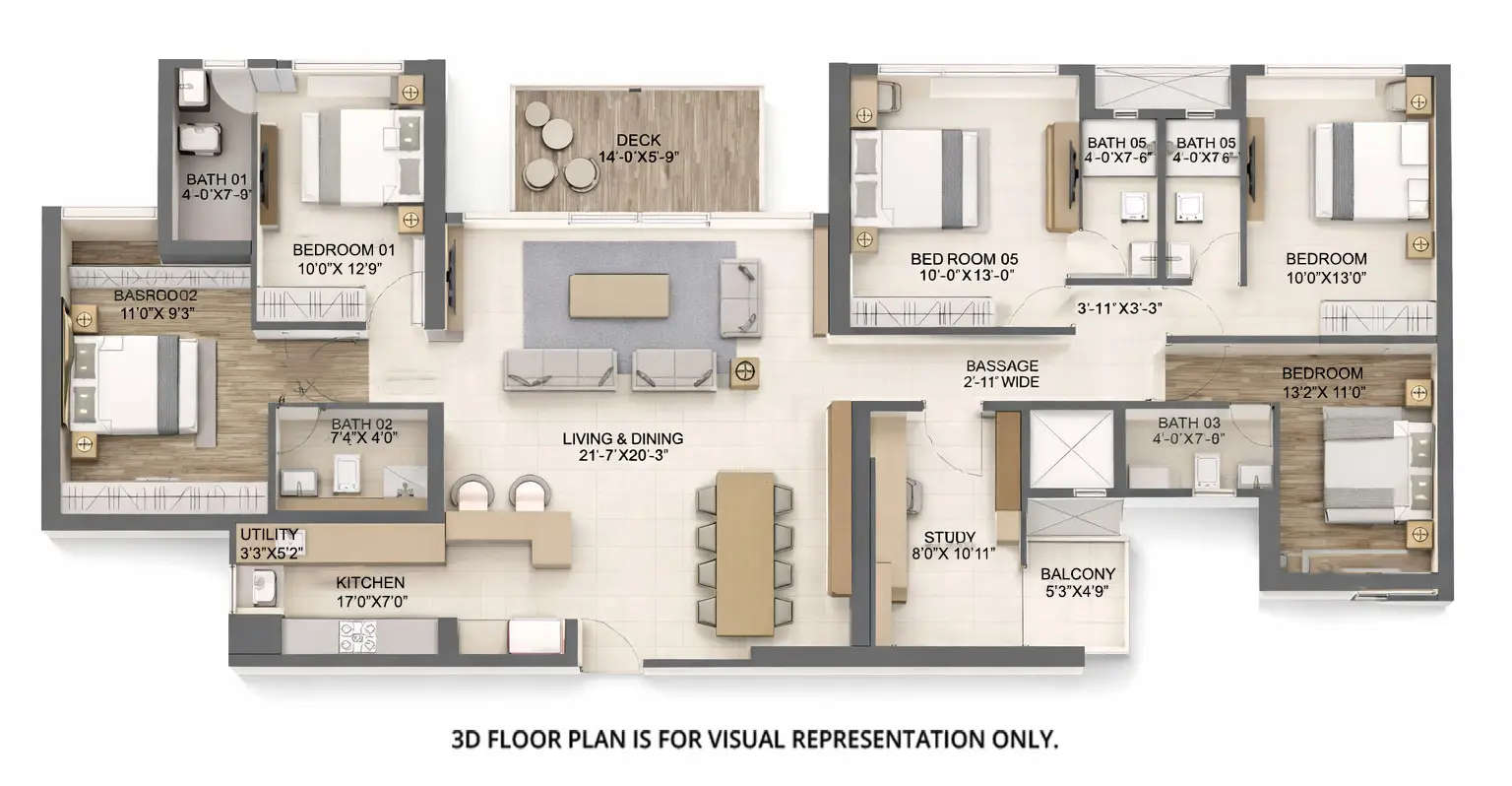 Floor plan for 5 BHK