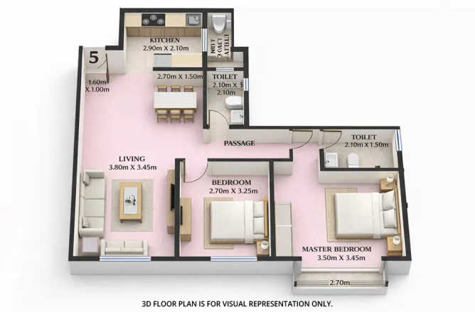 Dosti Tulip Balkum - Floor plan 2 BHK 752 Sq.ft