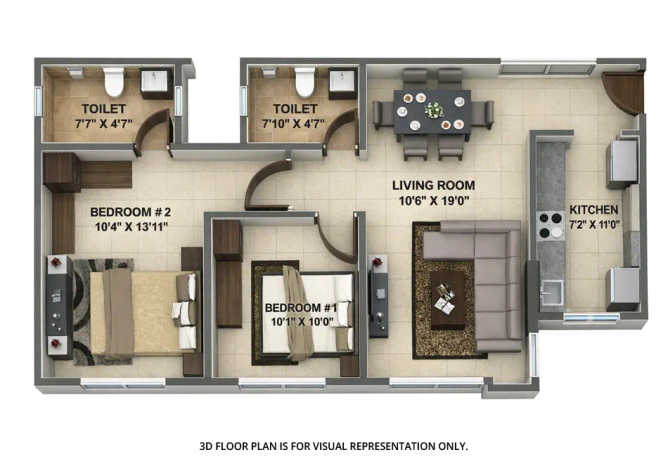Rustomjee Uptown Urbania Majiwada - Floor plan 2 BHK 700 Sq.ft