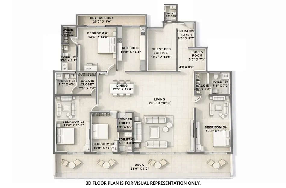 Floor plan for 5 BHK