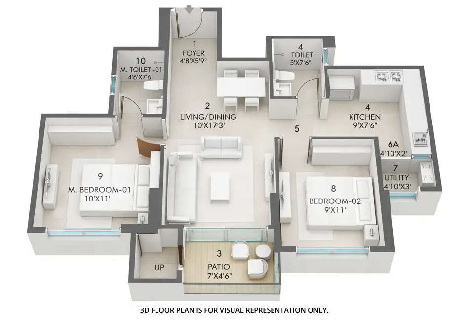 Floor plan for 2 BHK