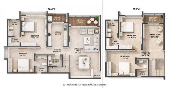 Pride World City Charholi - Floor plan 4 BHK 1919 Sq.ft