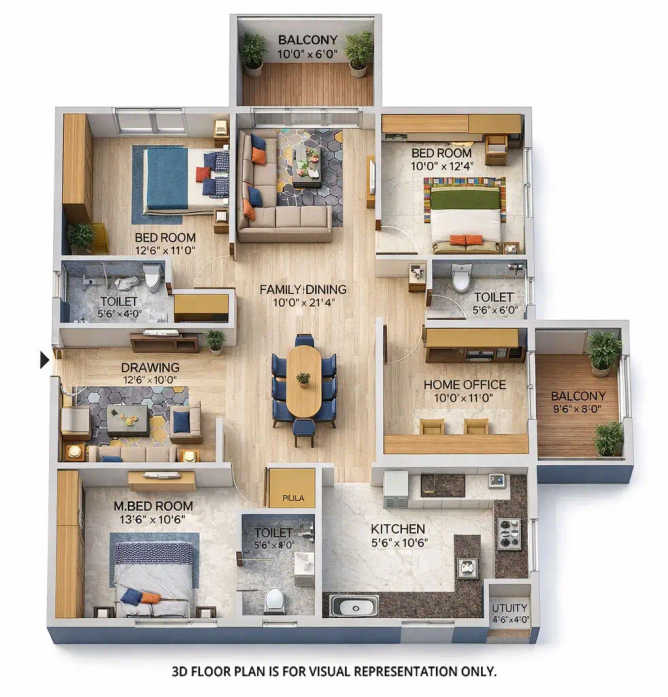 Urbanrise On Cloud 33 Bachupally - Floor plan 4 BHK 2021 Sq.ft
