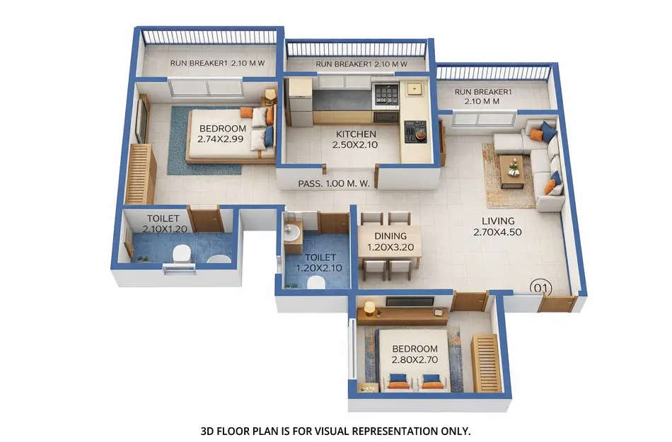 Orchid Square Ambernath - Floor plan 2 BHK 464 Sq.ft