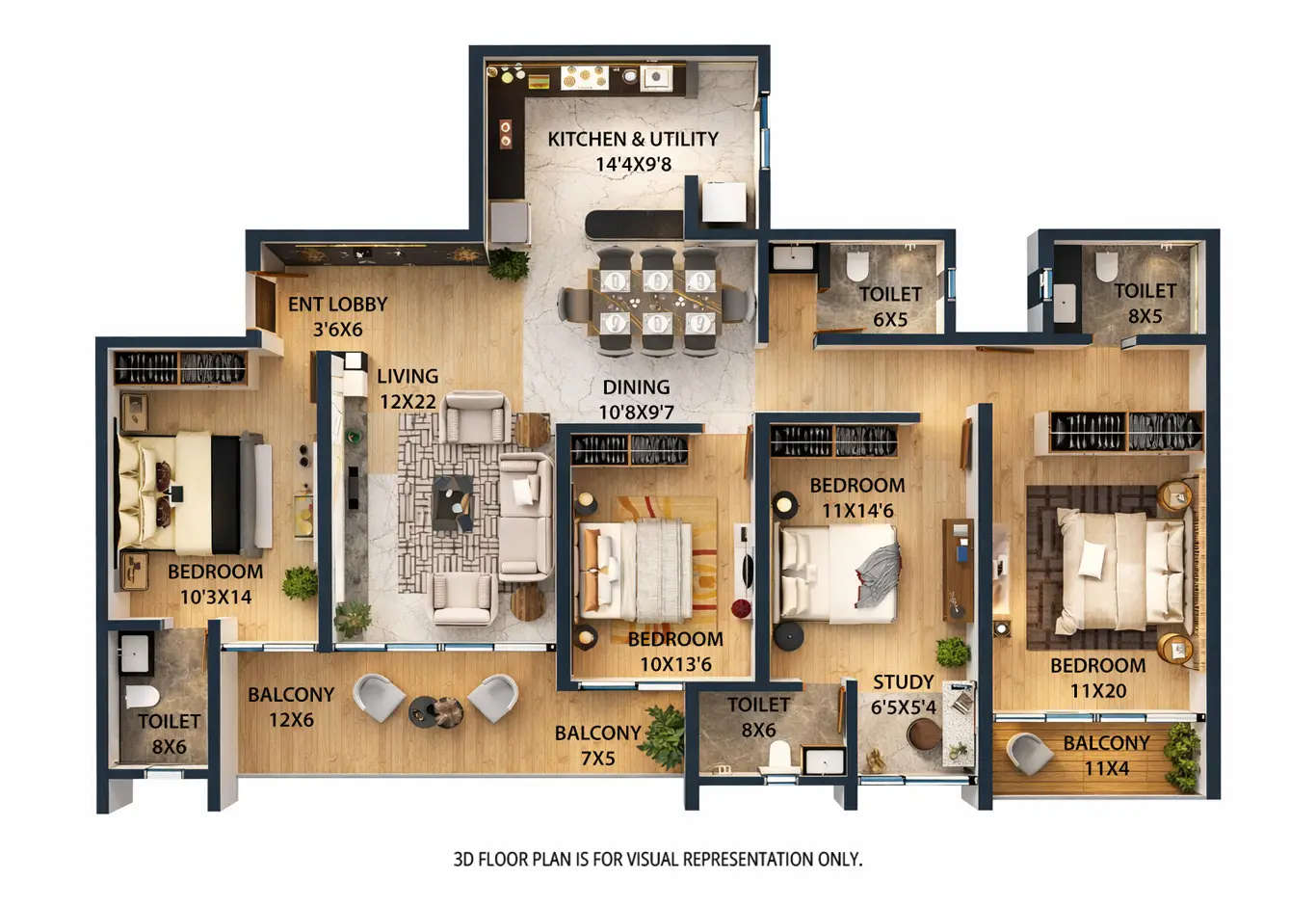 Majestique Evolvus Kharadi - Floor plan 4 BHK 1685 Sq.ft