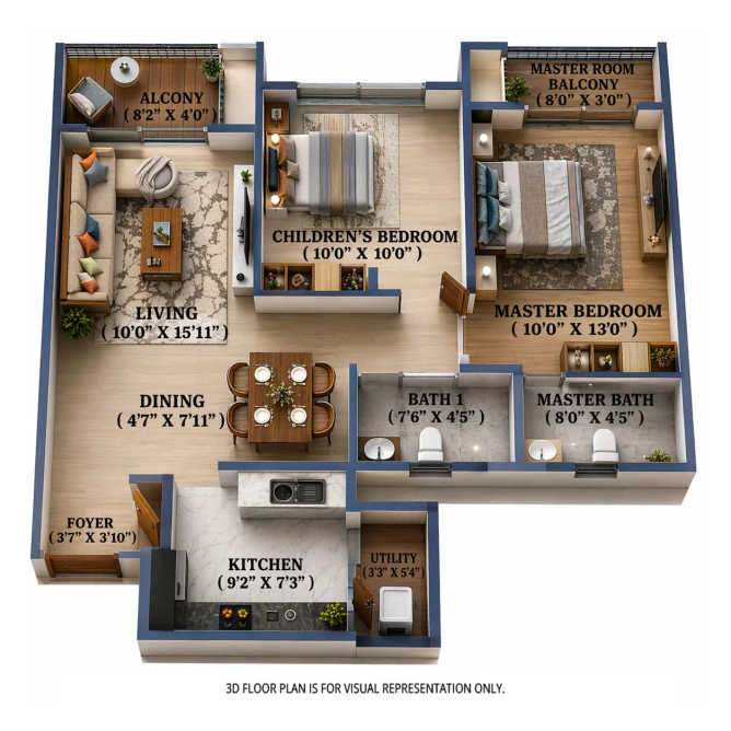 Geras Joy on the Treetops Hinjewadi - Floor plan 2 BHK 727 Sq.ft