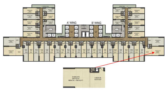 Emperia C2 Turbhe - Floor plan Commercial Office 900 Sq.ft