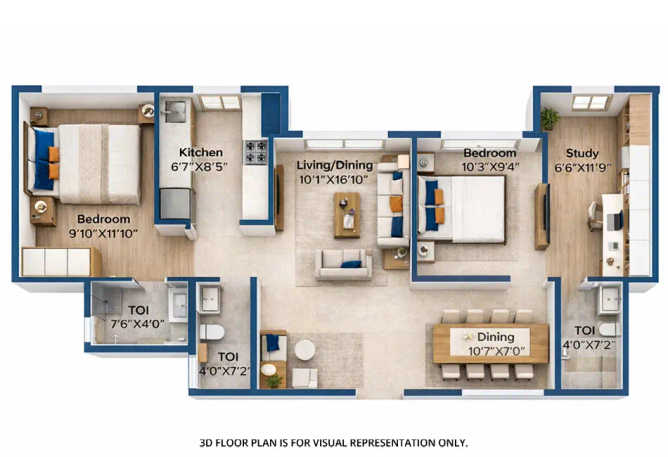 Marathon Nexzone Panvel - Floor plan 2 BHK 710 Sq.ft