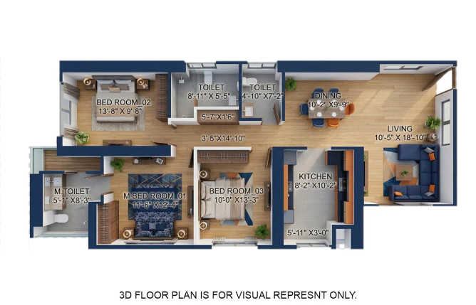 Marathon Monte South Byculla - Floor plan 3 BHK 1132 Sq.ft