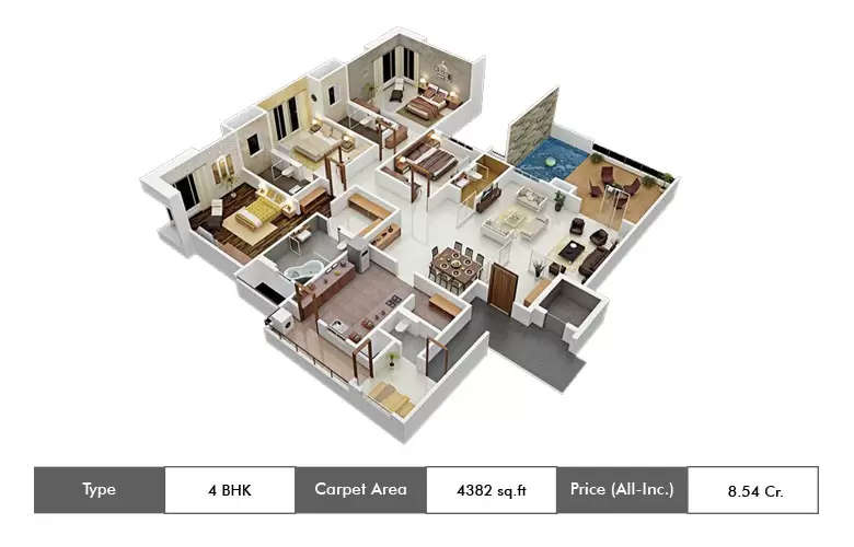 Floor plan for 4 BHK