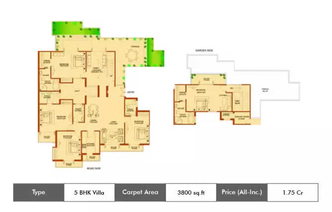Amrapali Platinum Sector 119 - Floor plan 5 BHK 3800 Sq.ft