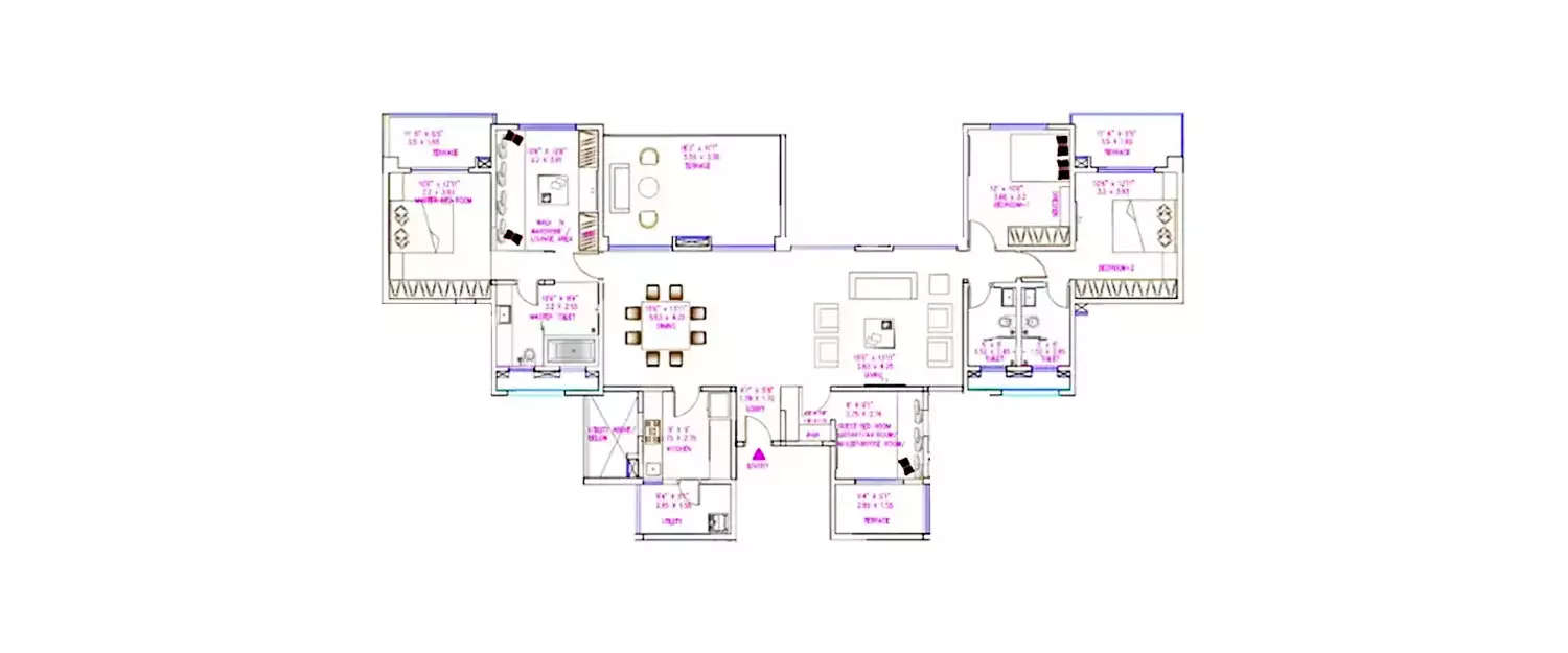 Floor plan for 4 BHK