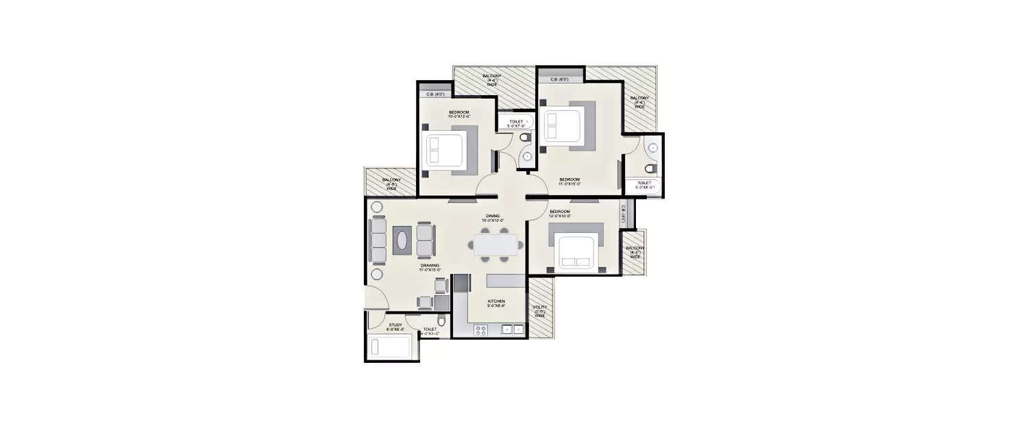 Floor plan for 3.5 BHK