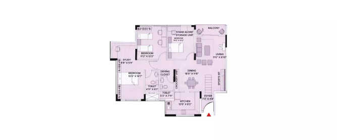 Brigade Gardenia JP Nagar - Floor plan 3 BHK 1460 Sq.ft