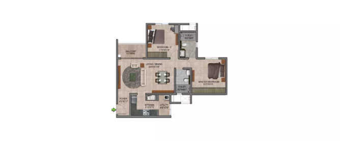 Prestige Jindal City Bagalakunte - Floor plan 2 BHK 762 Sq.ft