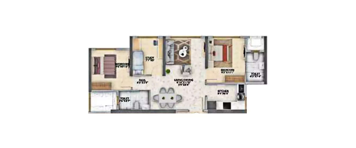 Floor plan for 2.5 BHK