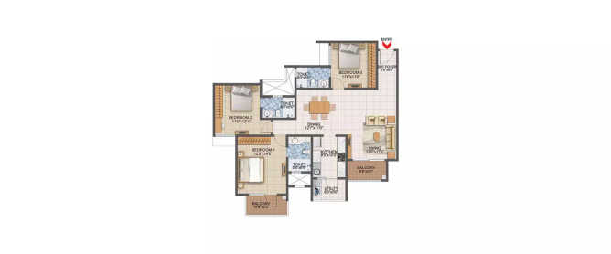 Prestige Primrose Hills Kanakapura - Floor plan 3 BHK 1638 Sq.ft