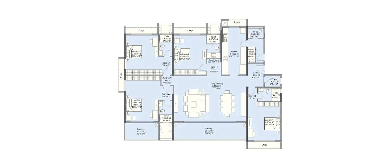 Floor plan for 4 BHK
