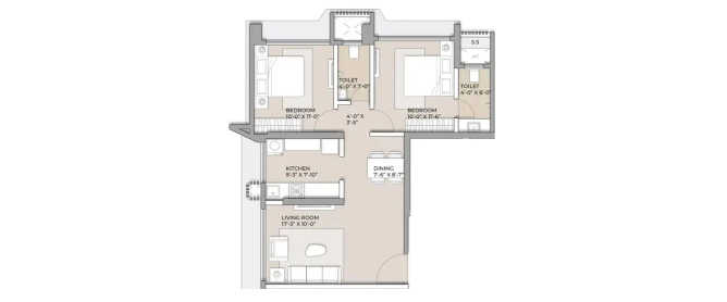 Arkade Aspire Goregaon - Floor plan 2 BHK 647 Sq.ft