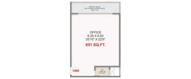 Adityaraj Platinum Chembur - Floor plan Commercial Office 651 Sq.ft