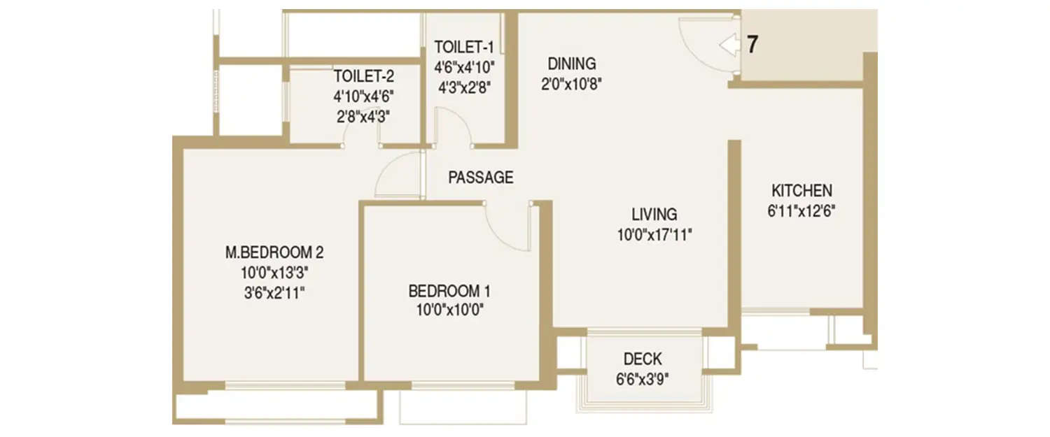 Floor plan for 2 BHK