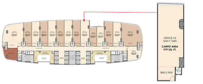 Delta Stellar Nerul - Floor plan Commercial Office 979 Sq.ft