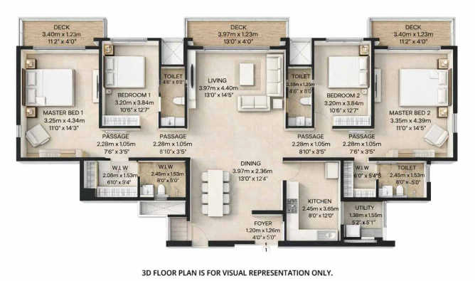 Mahindra Vista Kandivali - Floor plan 4 BHK 1624 Sq.ft