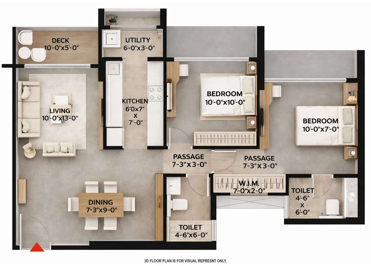 Floor plan for 2 BHK
