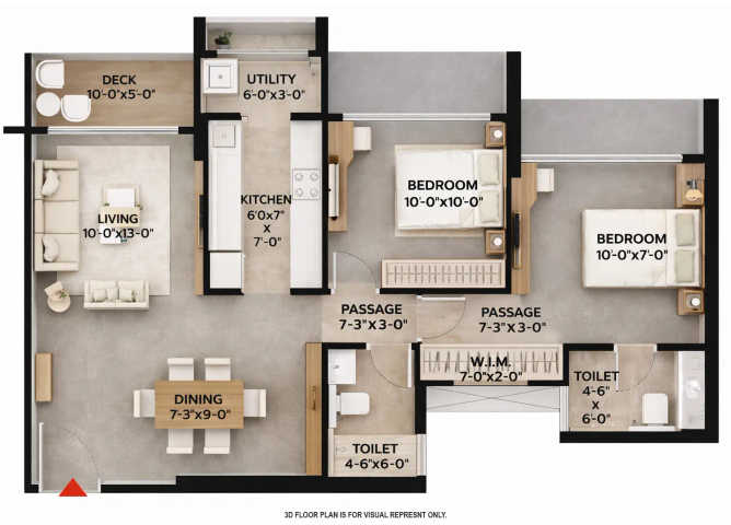 GHP Isle of Calm Powai - Floor plan 2 BHK 759 Sq.ft