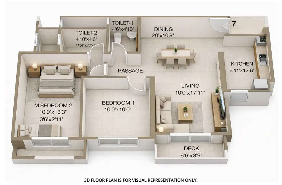 Floor plan for 2 BHK
