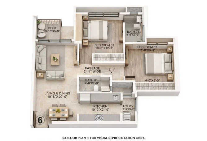 Runwal One Ghodbunder Road - Floor plan 2 BHK 718 Sq.ft